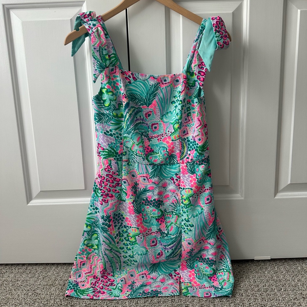 Lilly Pulitzer women’s teal square neck sleeveless romper